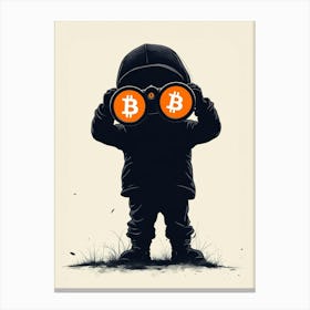 Bitcoin Kid With Binoculars Canvas Print