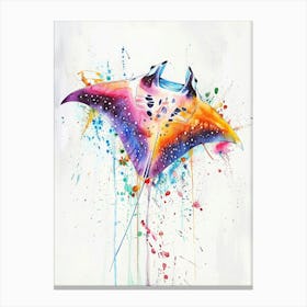 Manta Ray Colourful Watercolour 3 Canvas Print