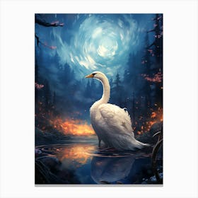 Swan Starry Sky Canvas Print