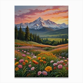 Sunset In The Meadow 1 Canvas Print