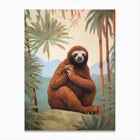 Sloth 1 Tropical Animal Portrait Canvas Print