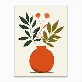 Orange Vase With Flowers Canvas Print