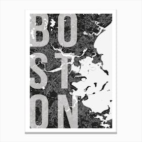 Boston Mono Street Map Text Overlay Canvas Print