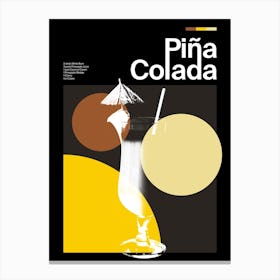 Mid Century Dark Pina Colada Cocktail Canvas Print