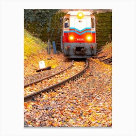 Train On The Tracks In Autumn Canvas Print