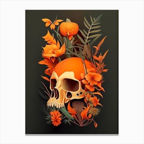 Animal Skull Orange 1 Botanical Canvas Print