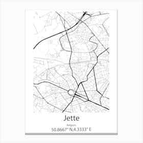 Jette,Belgium Minimalist Map Canvas Print