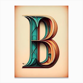 B, Letter, Alphabet Retro Drawing 6 Canvas Print