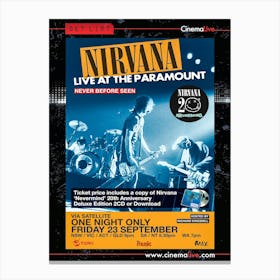 Nirvana Live At The Paramount Poster Canvas Print