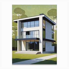 Minimalist Modern House Illustration (30) Canvas Print