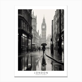 Poster Of London, Black And White Analogue Photograph 2 Canvas Print