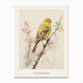 Vintage Bird Drawing Yellowhammer 2 Poster Canvas Print