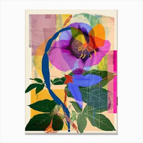 Morning Glory 1 Neon Flower Collage Canvas Print