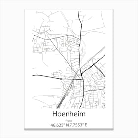 Hoenheim,France Minimalist Map Canvas Print