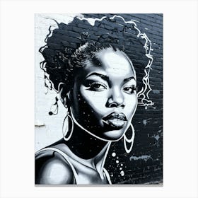 Graffiti Mural Of Beautiful Black Woman 215 Canvas Print