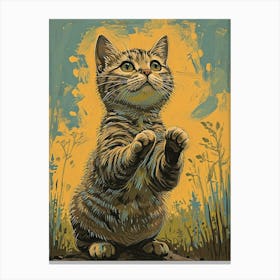 Munchkin Cat Relief Illustration 3 Canvas Print