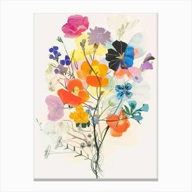 Evening Primrose 2 Collage Flower Bouquet Canvas Print