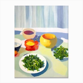 Dandelion Greens Tablescape vegetable Canvas Print