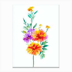 Marigold 2 Watercolour Flower Canvas Print