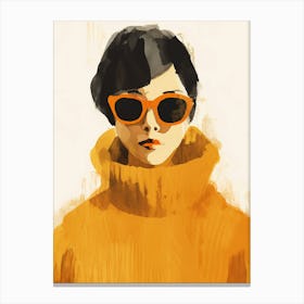 Portrait Of A Woman Wearing Sunglasses Canvas Print