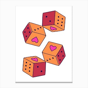 Dice With Hearts Canvas Print