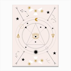 Devil Eye And Celestials  In A Geometric Composition Canvas Print