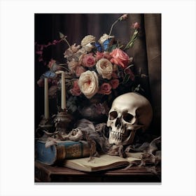 Skull and flowers Canvas Print