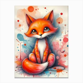 Cute Fox Cub Painting Canvas Print