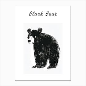 B&W Black Bear 2 Poster Canvas Print