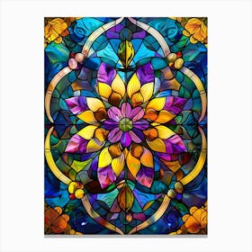 Colorful Stained Glass Flowers 7 Canvas Print
