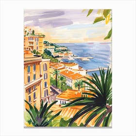 Travel Poster Happy Places Monaco 4 Canvas Print
