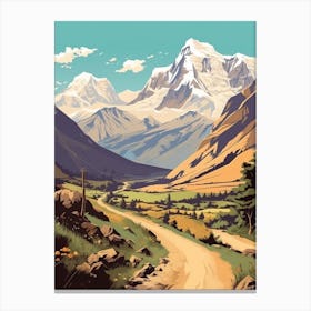 Annapurna Circuit Nepal 2 Vintage Travel Illustration Canvas Print