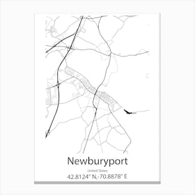 Newburyport,United States Minimalist Map Canvas Print