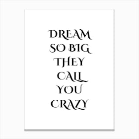 Dream So Big They Call You Crazy Canvas Print