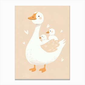 Goose With Ducklings Canvas Print