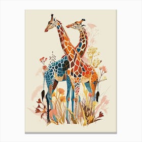 Two Giraffes Gradient Illustration Canvas Print