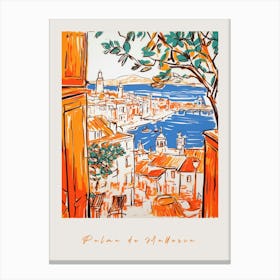 Palma De Mallorca Spain 2 Orange Drawing Poster Canvas Print