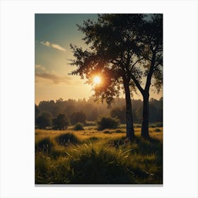 Sunset In The Meadow 1 Canvas Print