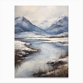 Vintage Winter Painting Lake District United Kingdom 1 Canvas Print