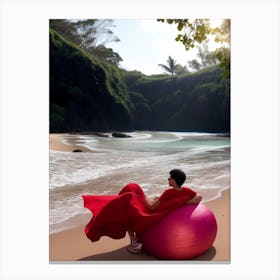 Pink Ball On The Beach Canvas Print