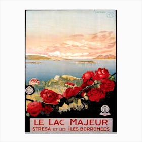 Red Roses In Lake Maggiore, Italy Canvas Print