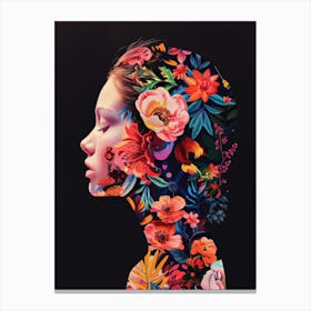 Floral Portrait Of A Woman Canvas Print