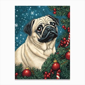 Christmas Pug Canvas Print