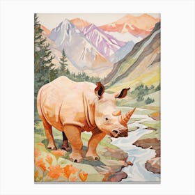 Rhino By The River Canvas Print