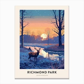 Winter Night  Travel Poster Richmond Park England 2 Canvas Print