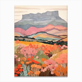 Table Mountain South Africa Colourful Mountain Illustration Canvas Print