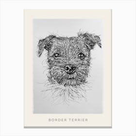 Border Terrier Dog Line Sketch 4 Poster Canvas Print