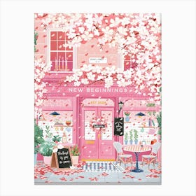 New Beginnings Cafe Cherry Blossom Canvas Print