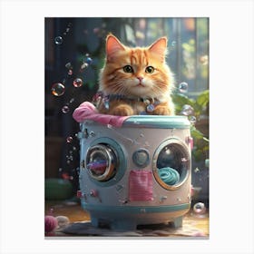 Cat In A Washing Machine 5 Canvas Print