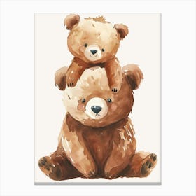 Watercolor Teddy Bears Kids and Nursery 1 Canvas Print